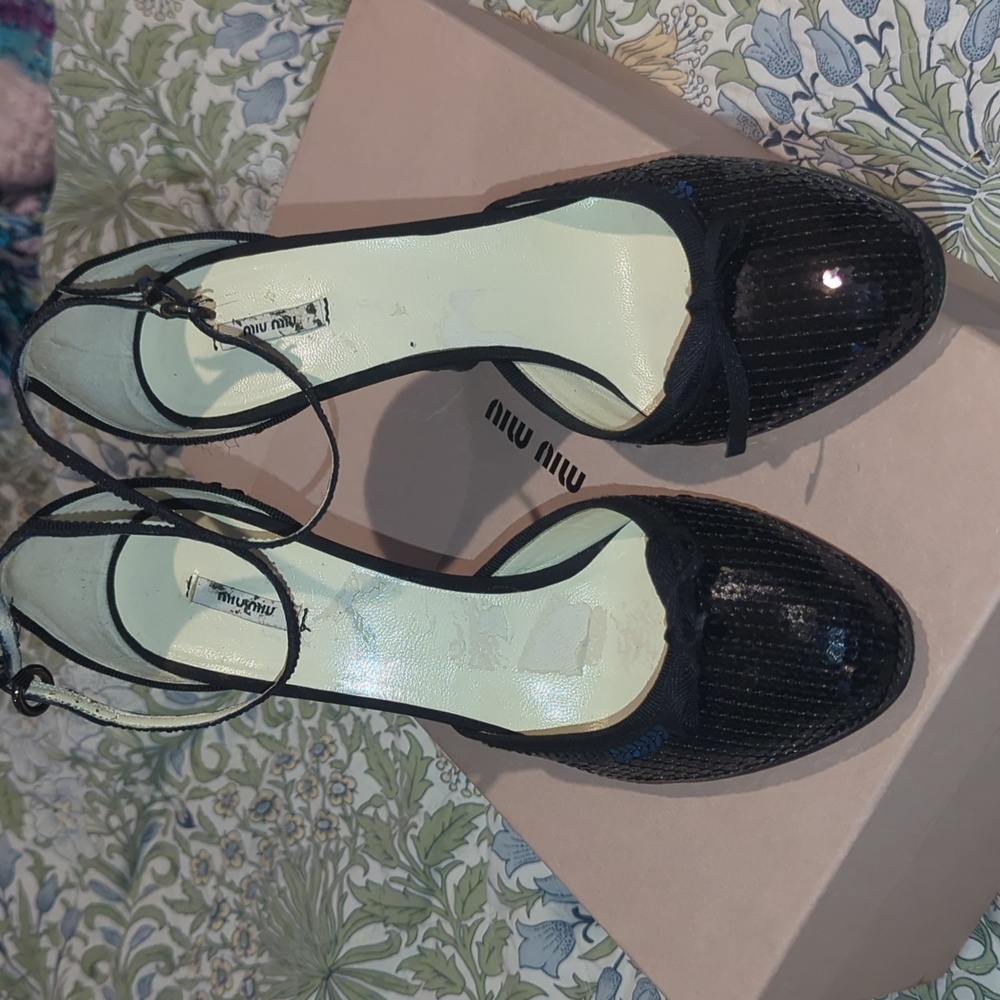 Miu Miu Black Sparkle Women's Heels - Picture 15 of 15